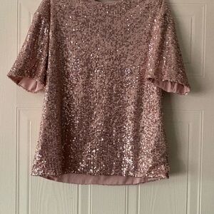H&M Glittering Rose Short Sleeve Top